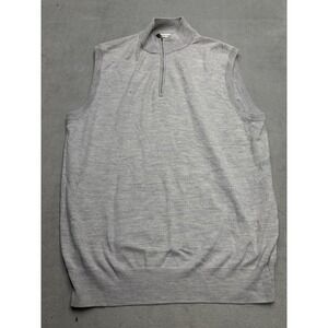 Peter Millar Mens Vest Quarter Zip Merino Wool Light Gray Size M Golf Sweater